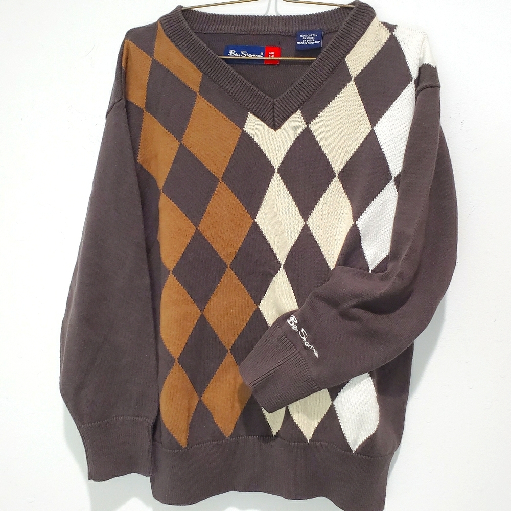 Ben Sherman Argyle V-neck Sweater Size 5-6 Kids